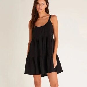 Z Supply Danny Gauze Tiered Mini Dress Black 100%‎ Cotton Summer Flowy Comfort